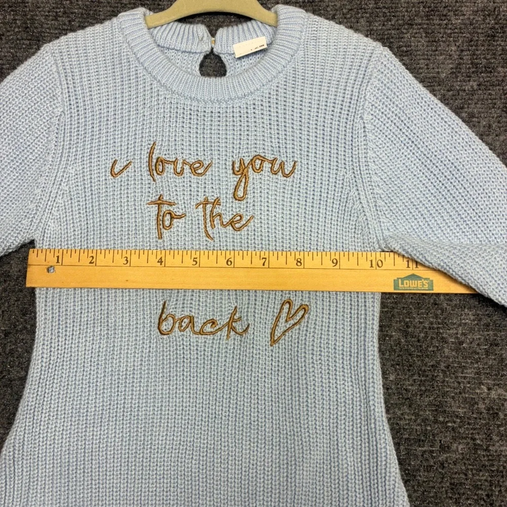 Baby Girl Knit Sweater Romper Light‎ Blue 9-12M I Love You To The Moon Cottage